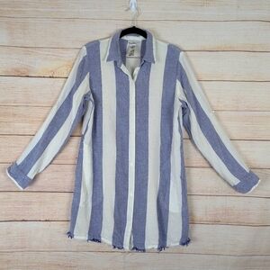 Tommy Bahama Size S/P Linen Blend Casual  Blue White Rugby Stripe Dress Cover Up